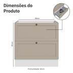 Balcão de Cozinha 80 x 60 cm 2 Gavetas (Sem Tampo) Branco/Crema Vik Madesa