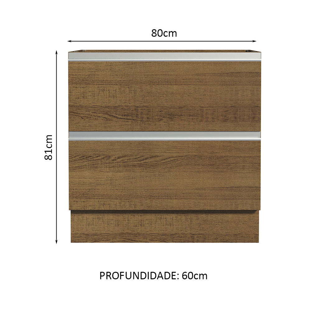 Balcão de Cozinha 80 x 60 cm 2 Gavetas (Sem Tampo) Rustic Glamy Madesa