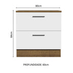 Balcão de Cozinha 80 x 60 cm 2 Gavetas (Com Tampo) Rustic/Branco Agata Madesa