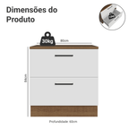 Balcão de Cozinha 80 x 60 cm 2 Gavetas (Com Tampo) Rustic/Branco Agata Madesa