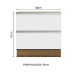 Balcão de Cozinha 80 x 60 cm 2 Gavetas (Sem Tampo) Rustic/Branco Glamy Madesa