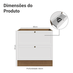 Balcão de Cozinha 80 x 60 cm 2 Gavetas (Sem Tampo) Rustic/Branco Vik Madesa