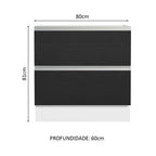 Balcão de Cozinha 80 x 60 cm 2 Gavetas (Sem Tampo) Branco/Preto Glamy Madesa