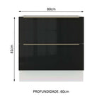 Balcão Madesa Lux 80 cm 2 Gavetas (Sem Tampo) Branco/Preto