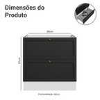 Balcão de Cozinha 80 x 60 cm 2 Gavetas (Sem Tampo) Branco/Preto Vik Madesa