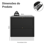 Balcão de Cozinha 80 x 60 cm 2 Gavetas (Com Tampo) Branco/Preto Vik Madesa