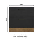 Balcão de Cozinha 80 x 60 cm 2 Gavetas (Sem Tampo) Rustic/Preto Agata Madesa