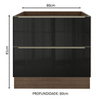 Balcão Madesa Lux 80 cm 2 Gavetas (Sem Tampo) Rustic/Preto