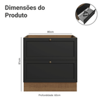 Balcão de Cozinha 80 x 60 cm 2 Gavetas (Sem Tampo) Rustic/Preto Vik Madesa