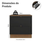 Balcão de Cozinha 80 x 60 cm 2 Gavetas (Com Tampo) Rustic/Preto Vik Madesa