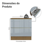 Balcão 80 x 60 cm 2 Gavetas (Com Tampo) Rustic/Cinza Lux Madesa