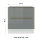 Balcão Madesa Lux 80 cm 2 Gavetas (Sem Tampo) Branco/Cinza