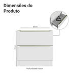 Balcão de Cozinha 80 x 60 cm 2 Gavetas (Sem Tampo) Branco/Branco Veludo Lux Madesa