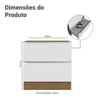 Balcão de Cozinha 80 x 60 cm 2 Gavetas (Sem Tampo) Rustic/Branco Veludo Lux Madesa