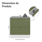 Balcão de Cozinha 80 x 60 cm 2 Gavetas (Com Tampo) Branco/Verde Vik Madesa