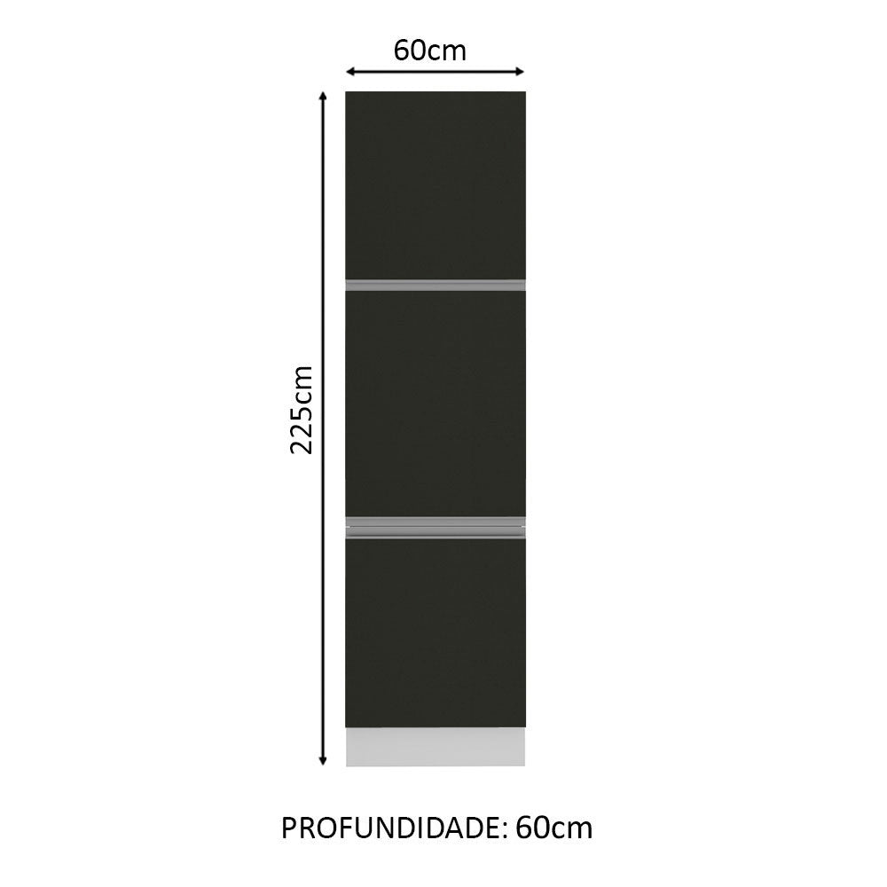 Paneleiro Madesa Glamy 60 x 60 cm 3 Portas Branco/Preto