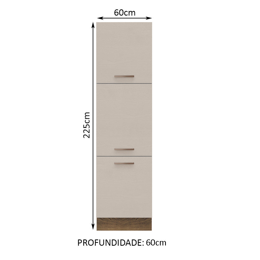Paneleiro 60 x 60 cm 3 Portas Rustic/Crema Agata Madesa