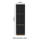 Paneleiro Madesa Lux 60 cm 3 Portas Rustic/Preto