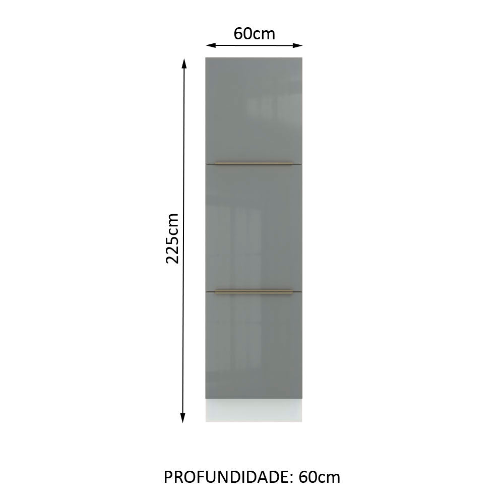 Paneleiro Madesa Lux 60 cm 3 Portas Branco/Cinza