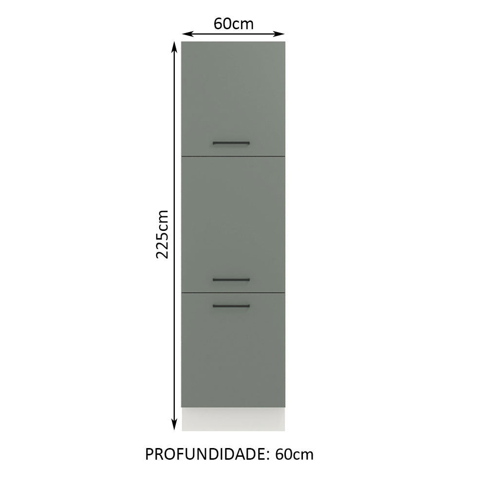 Paneleiro Madesa Agata 60 x 60 cm 3 Portas Branco/Cinza