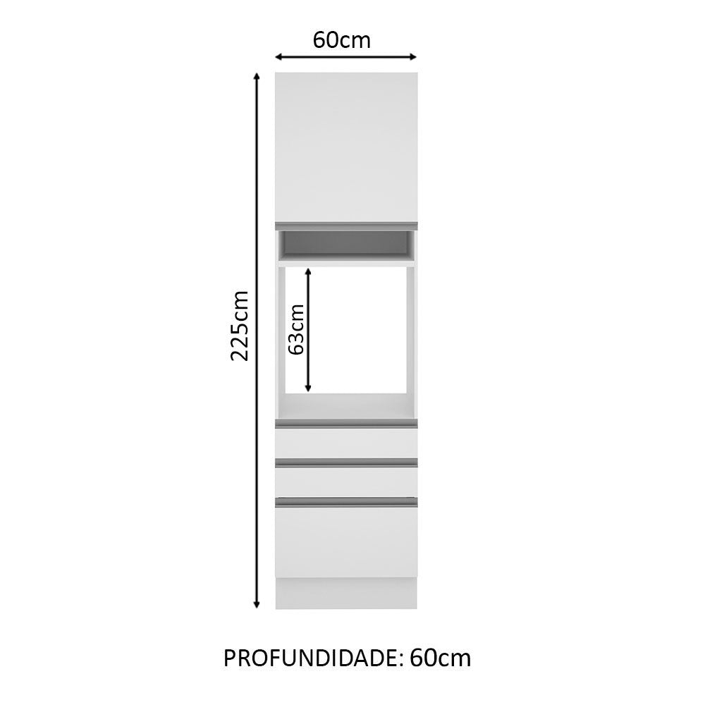Torre Quente Madesa Glamy 60 x 60 cm 1 Porta 3 Gavetas Branco