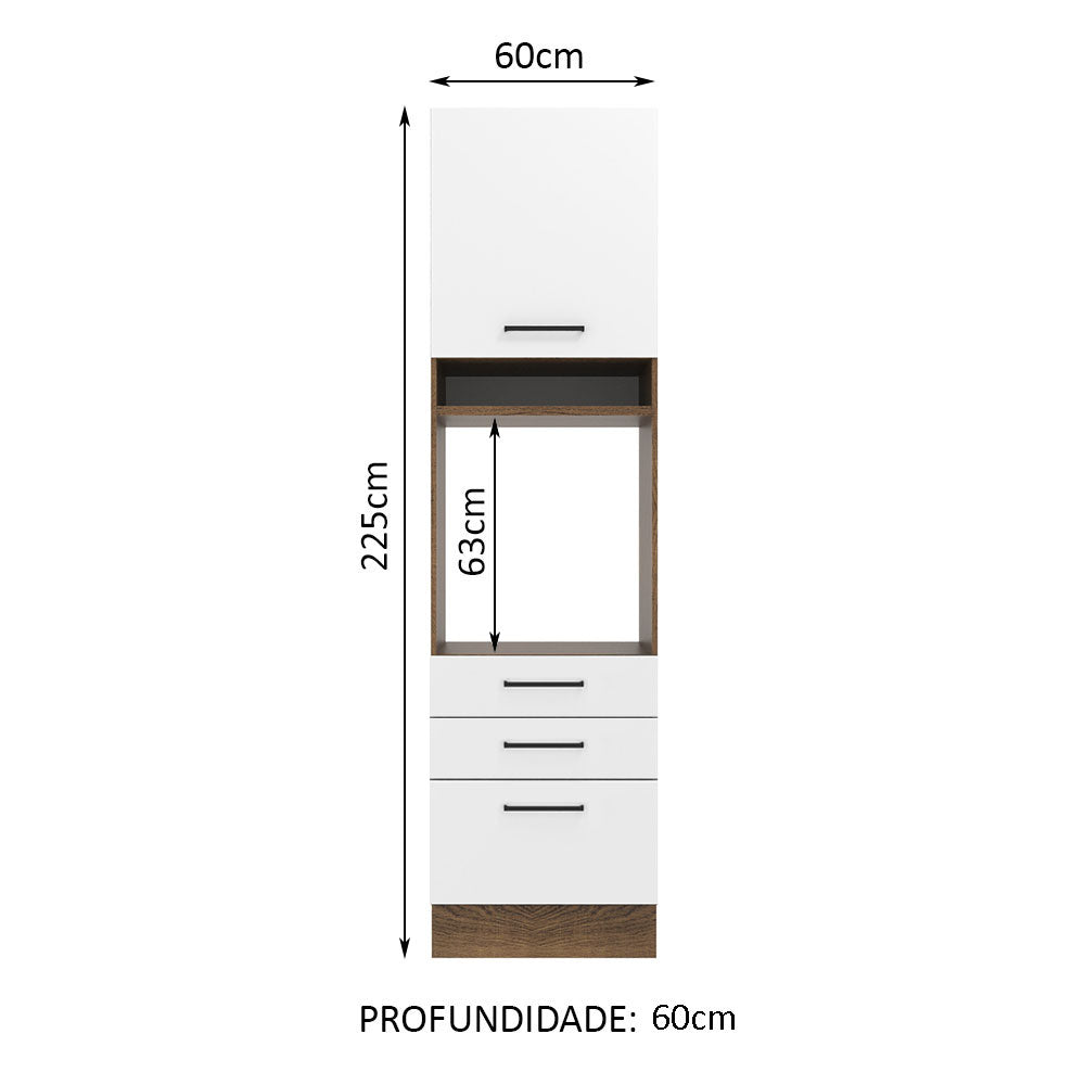 Torre Quente Madesa Agata 60 x 60 cm 1 Porta 3 Gavetas Rustic/Branco