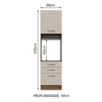Torre Quente 60 x 60 cm 1 Porta 3 Gavetas Rustic/Crema Agata Madesa