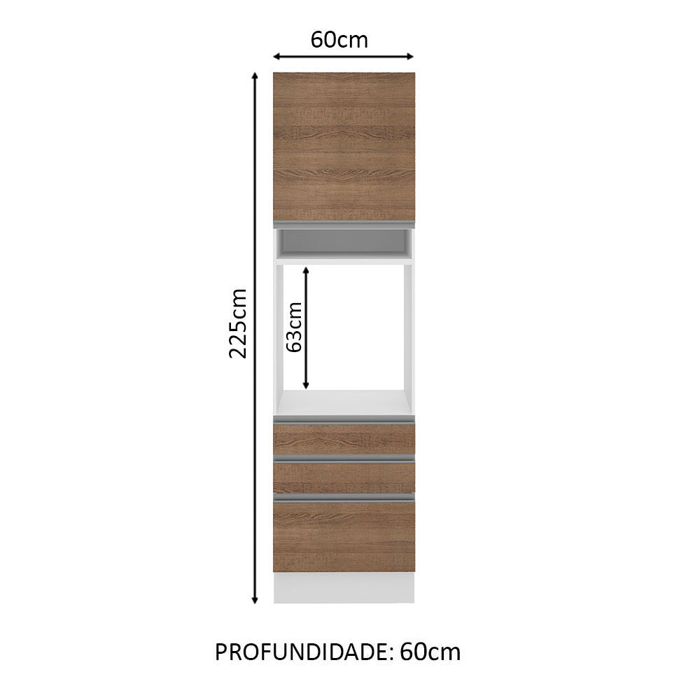 Torre Quente Madesa Glamy 60 x 60 cm 1 Porta 3 Gavetas Branco/Rustic