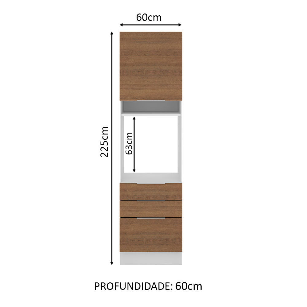 Torre Quente Madesa Stella 60 x 60 cm 1 Porta 3 Gavetas Branco/Rustic