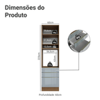 Torre Quente 60 x 60 cm 1 Porta 3 Gavetas Rustic/Cinza Lux Madesa