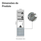 Torre Quente 60 x 60 cm 1 Porta 3 Gavetas Branco/Cinza Lux Madesa