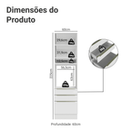 Torre Quente 60 x 60 cm 1 Porta 3 Gavetas Branco/Branco Veludo Lux Madesa