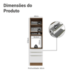 Torre Quente 60 x 60 cm 1 Porta 3 Gavetas Rustic/Branco Veludo Lux Madesa