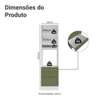 Torre Quente 60 x 60 cm 1 Porta 3 Gavetas Branco/Verde Vik Madesa