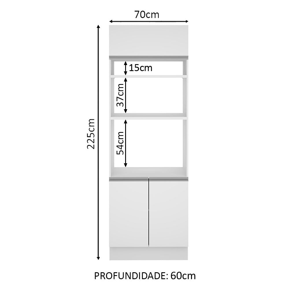 Torre Quente Madesa Glamy 70 x 60 cm 3 Portas Branco