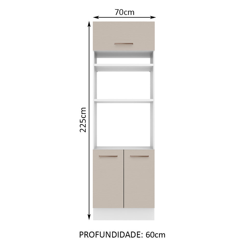 Torre Quente 70 x 60 cm 3 Portas Branco/Crema Agata Madesa