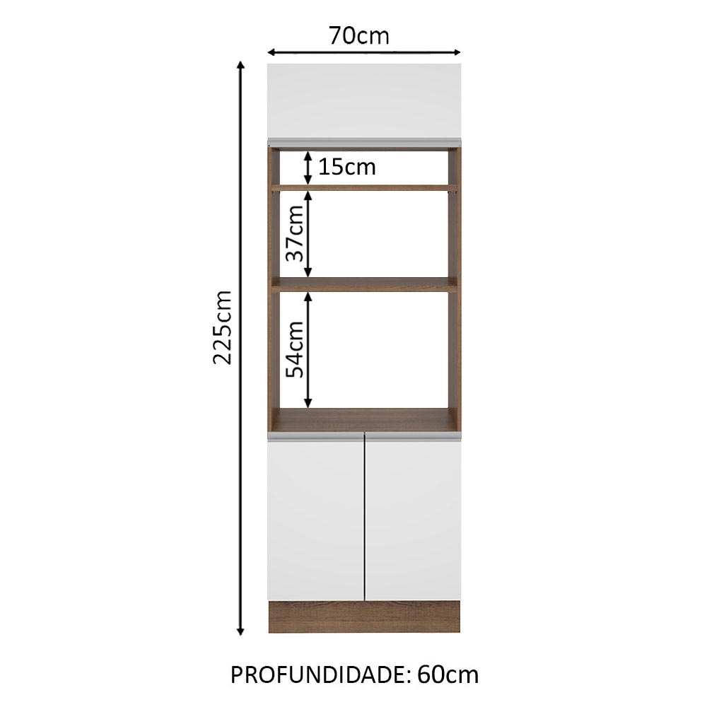 Torre Quente Madesa Glamy 70 x 60 cm 3 Portas Rustic/Branco