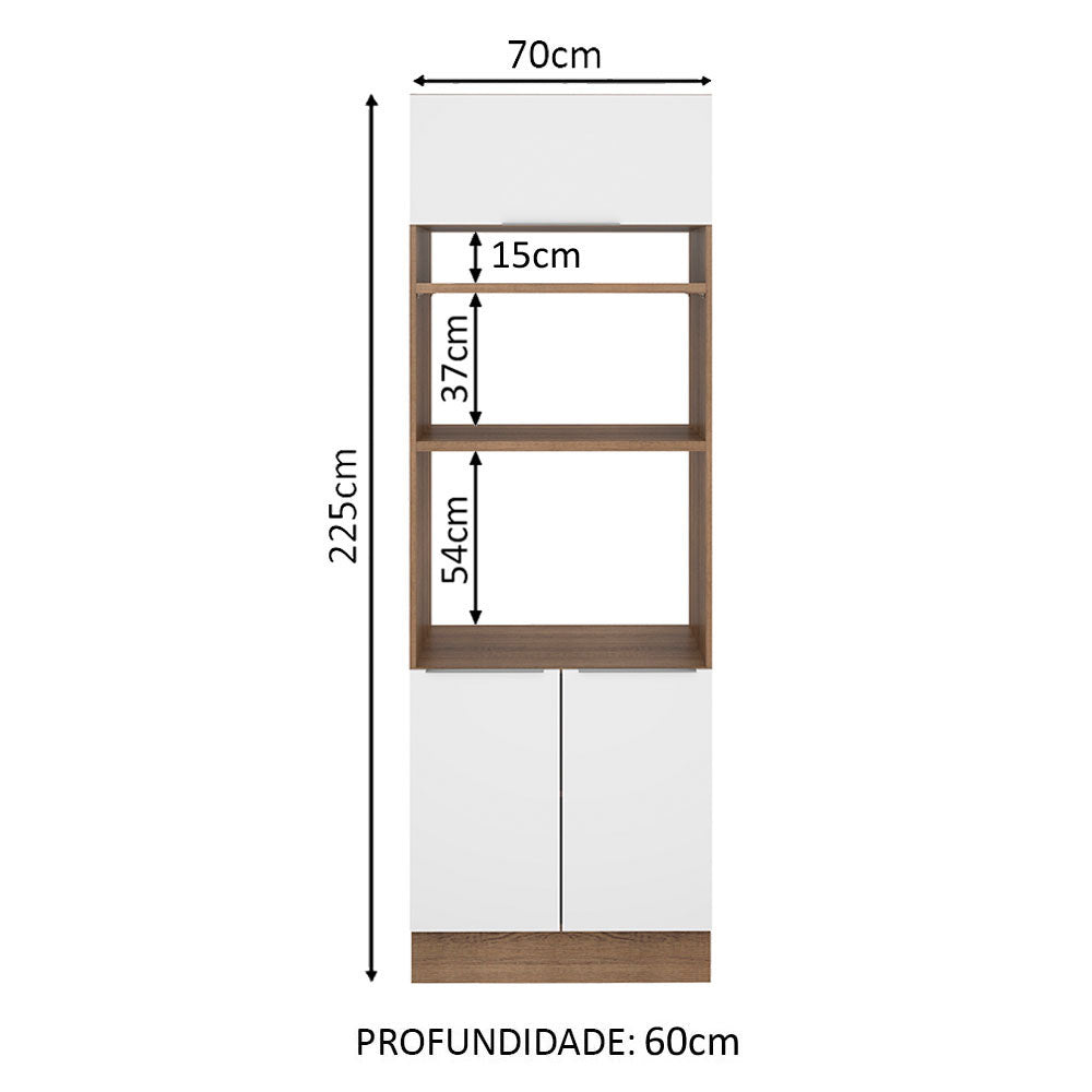 Torre Quente Madesa Stella 70 x 60 cm 3 Portas Rustic/Branco