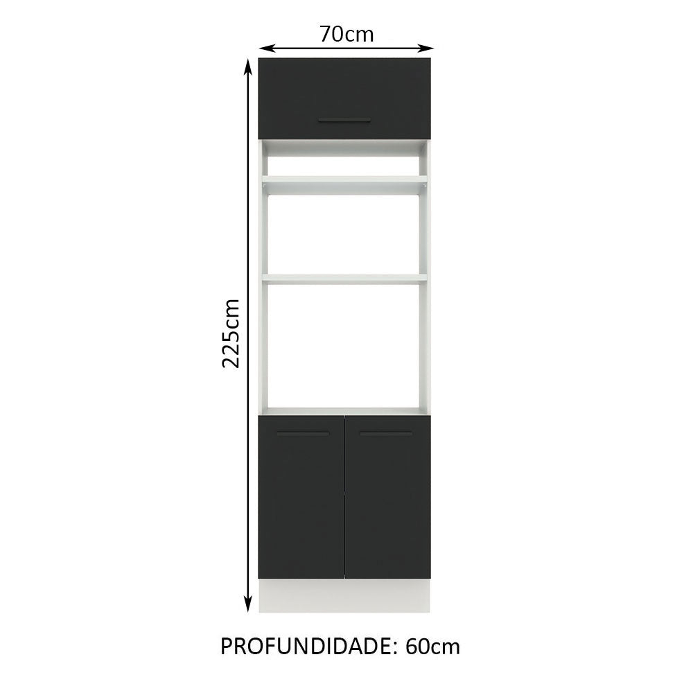 Torre Quente Madesa Agata 70 x 60 cm 3 Portas Branco/Preto