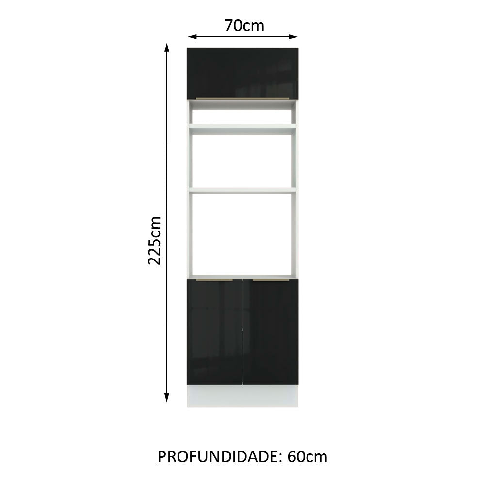 Torre Quente Madesa Lux 70 cm 3 Portas Branco/Preto