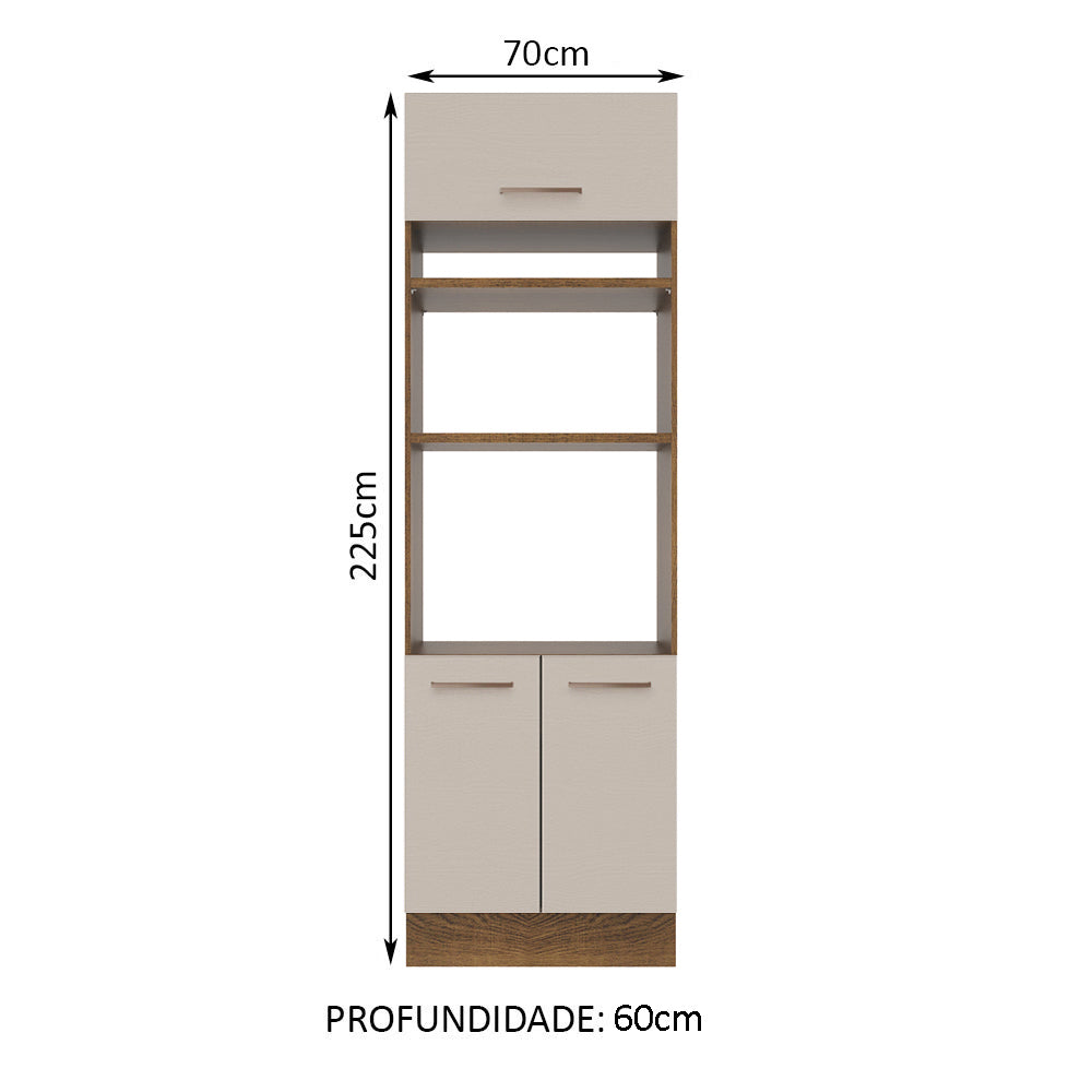 Torre Quente 70 x 60 cm 3 Portas Rustic/Crema Agata Madesa