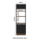 Torre Quente Madesa Lux 70 cm 3 Portas Rustic/Preto