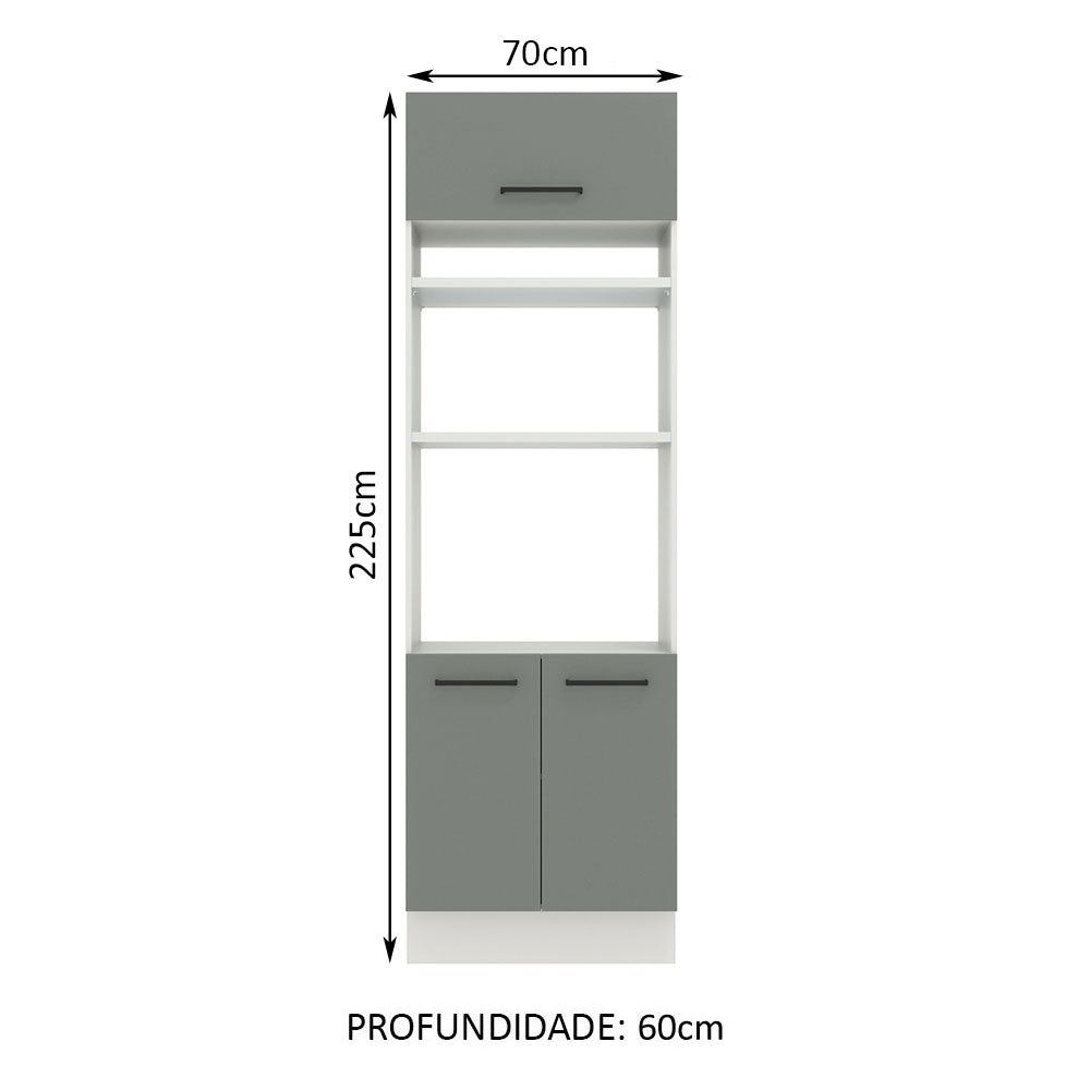 Torre Quente Madesa Agata 70 x 60 cm 3 Portas Branco/Cinza