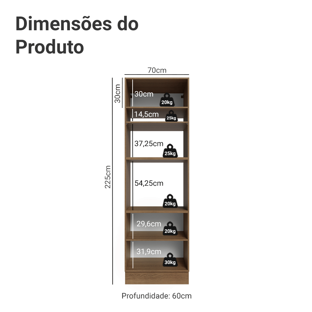 Torre Quente 70 x 60 cm 3 Portas Rustic/Cinza Vik Madesa