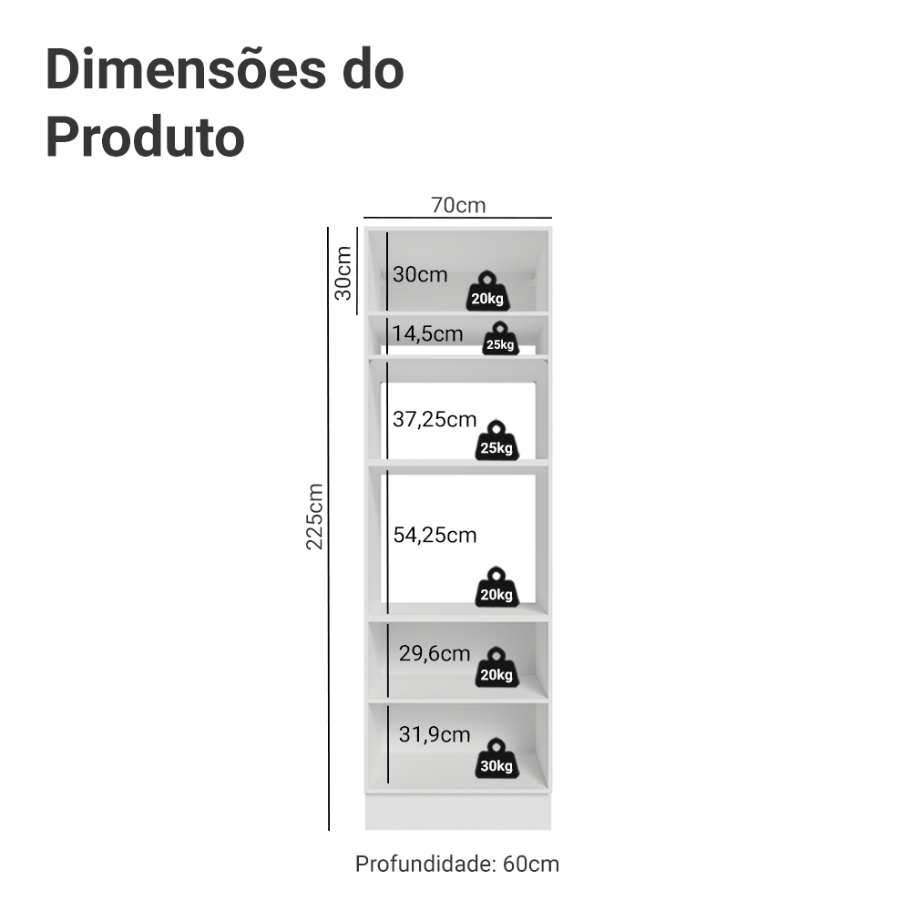 Torre Quente 70 x 60 cm 3 Portas Branco/Verde Vik Madesa