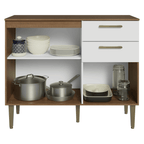 Balcão Gabinete de Pia 105 cm 3 Portas 2 Gavetas Rustic/Branco Lille Madesa