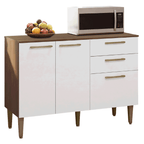 Balcão Gabinete de Pia 105 cm 3 Portas 2 Gavetas Rustic/Branco Lille Madesa