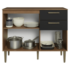 Balcão Gabinete de Pia 105 cm 3 Portas 2 Gavetas Rustic/Preto Lille Madesa