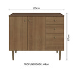 Balcão Gabinete 3 Portas 2 Gavetas Rustic Gourmet Madesa