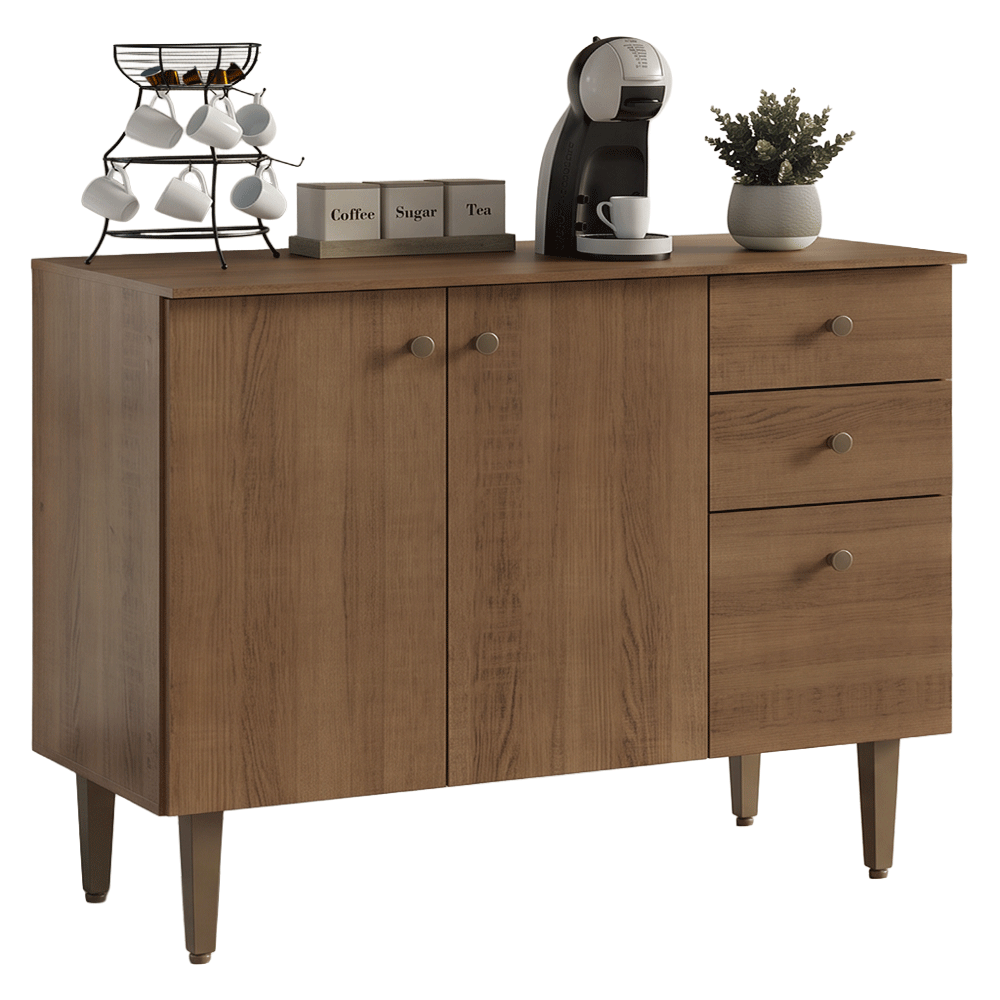 Balcão Gabinete 3 Portas 2 Gavetas Rustic Gourmet Madesa